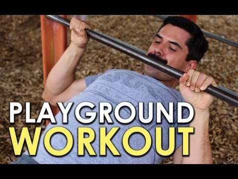 A man doing a playground workout in a VIDEO.