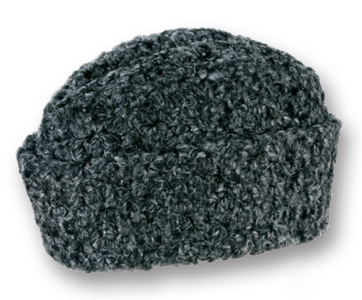 Gray knit ambassador winter hat cap .