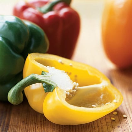 Peppers on a wooden table