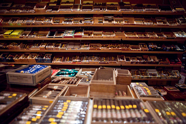 Choose from many boxes of cigars in the store.