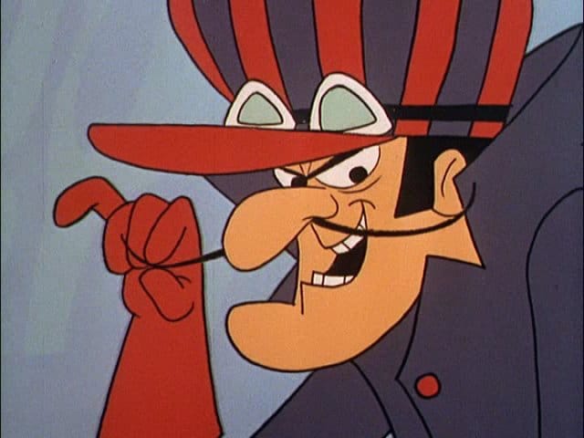 Dick Dastardly holding his mustache.