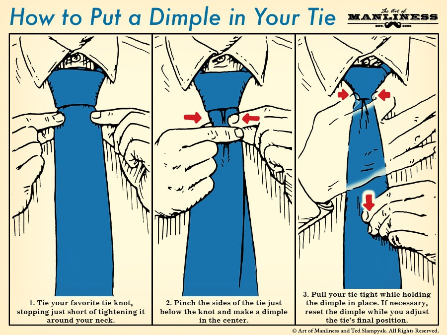 Learn the skill of putting a subtle dimple in your tie for a more polished look.