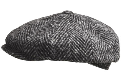 Grey wool newsboy flat cap. 