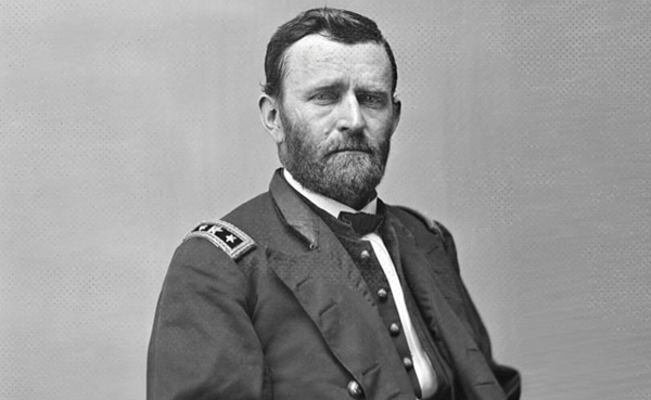 Black and white portrait of a bearded civil war-era military officer in uniform, encapsulating the essence of "Equally Human" amidst rivals.