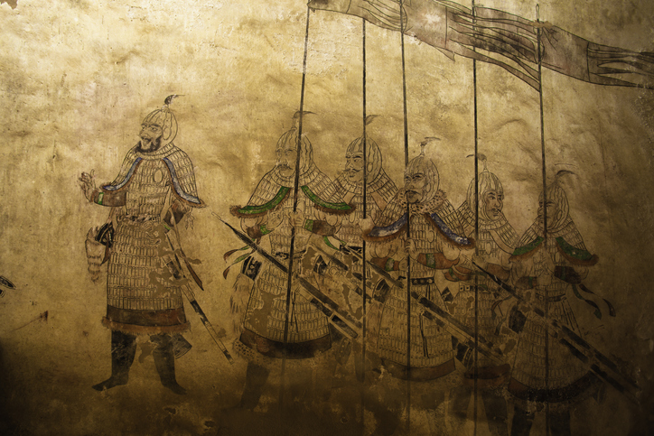 A painting of Chinese warriors showcasing the Art of War.