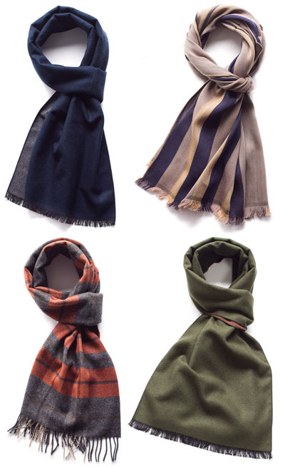 Types of men's scarves patterned solid colors.