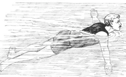 A masterful drawing of a fitness benchmark - a man swimming in the water.